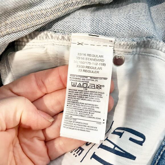 GAP '70s High Rise Distressed Split Hem Flare Jeans Light Wash Blue 33 / 16 - Picture 6 of 6